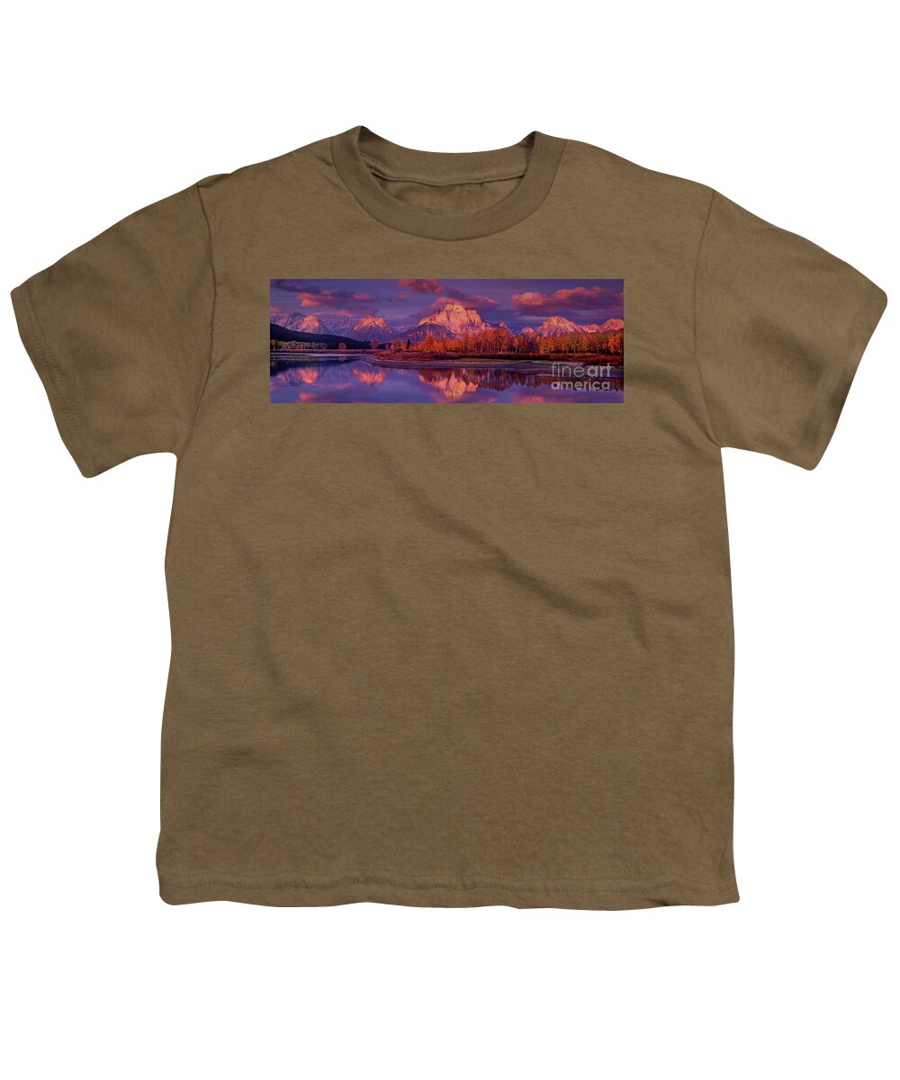 Grand Tetons National Park Youth T-Shirt featuring the photograph Panoramic Sunrise Oxbow Bend Grand Tetons National Park by Dave Welling