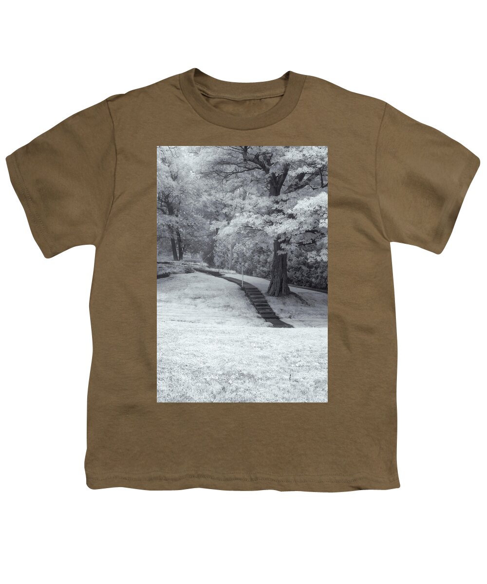 St Lawrence Seaway Youth T-Shirt featuring the photograph Path In Black And White by Tom Singleton