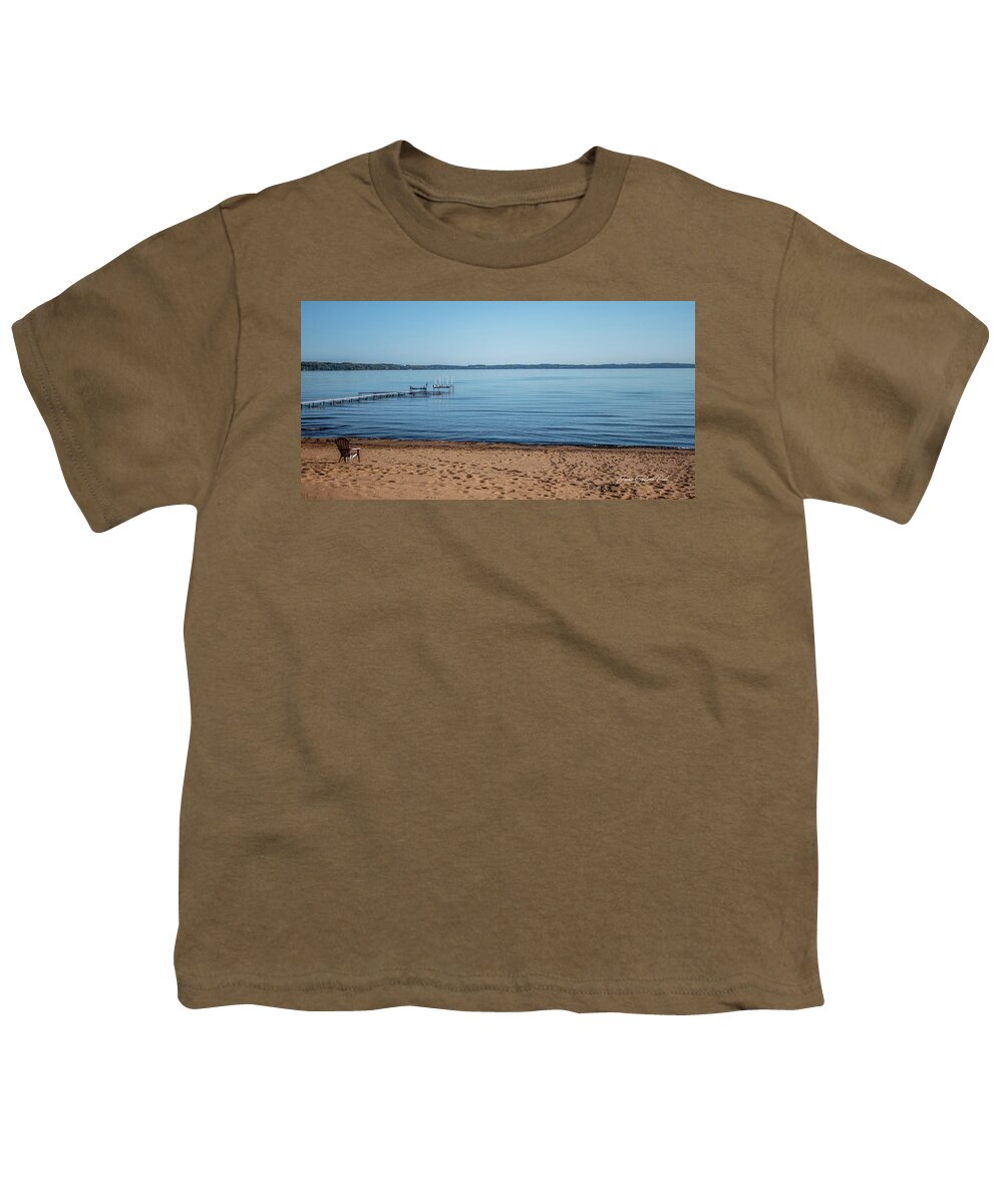 Grand Traverse Bay Youth T-Shirt featuring the photograph Grand Traverse Bay Beach-Michigan by Joann Copeland-Paul