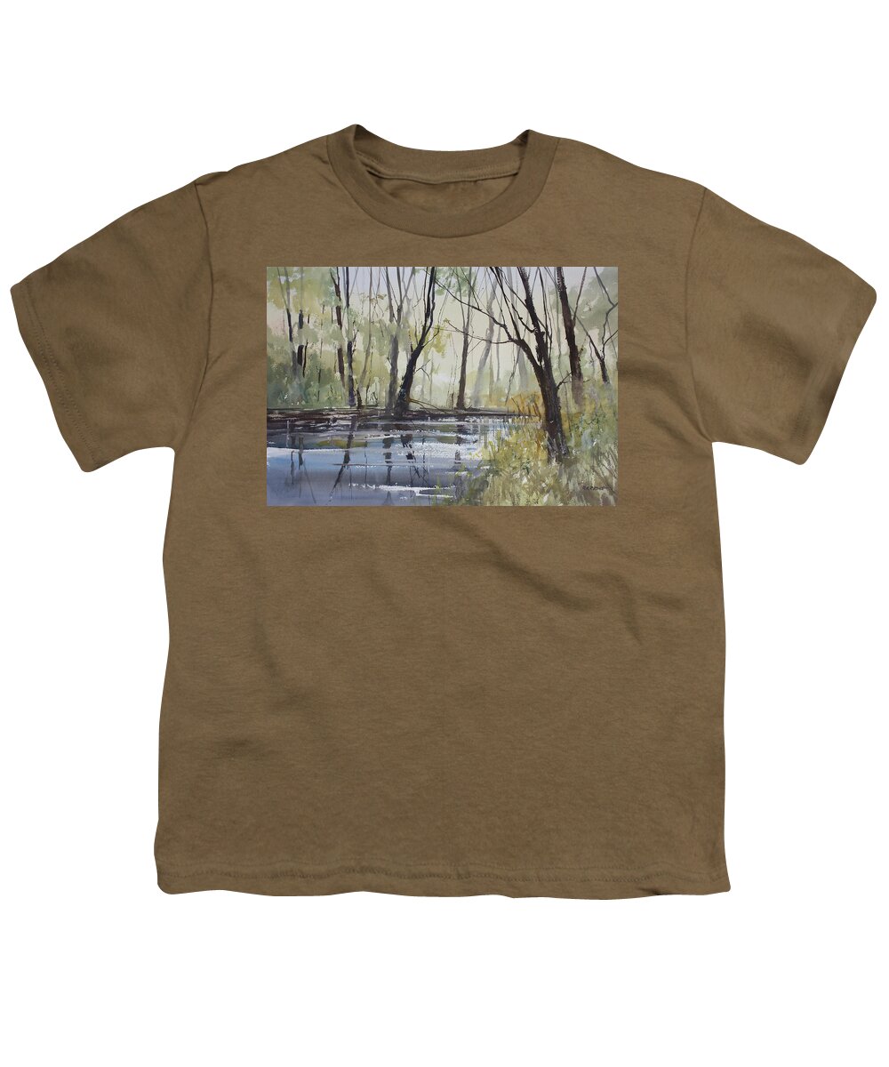 Ryan Radke Youth T-Shirt featuring the painting Pine River Reflections by Ryan Radke