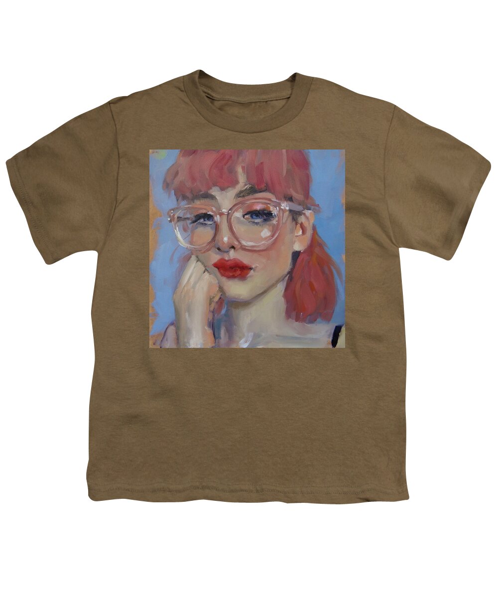 Portrait Youth T-Shirt featuring the painting Portrait Demo three by Laura Lee Zanghetti