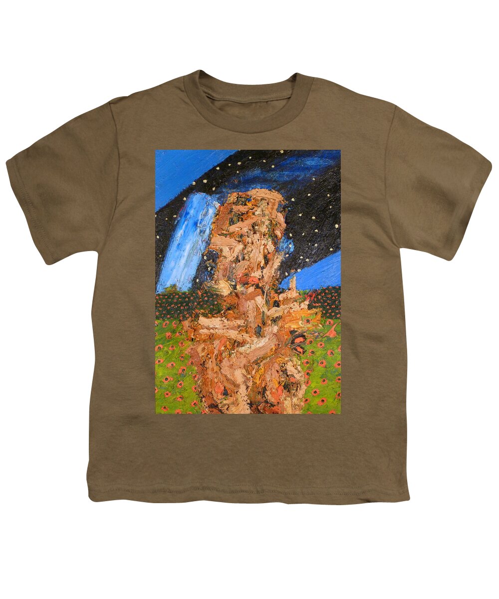 Landscape Youth T-Shirt featuring the painting Portrait In Landscape With Stars by JC Armbruster