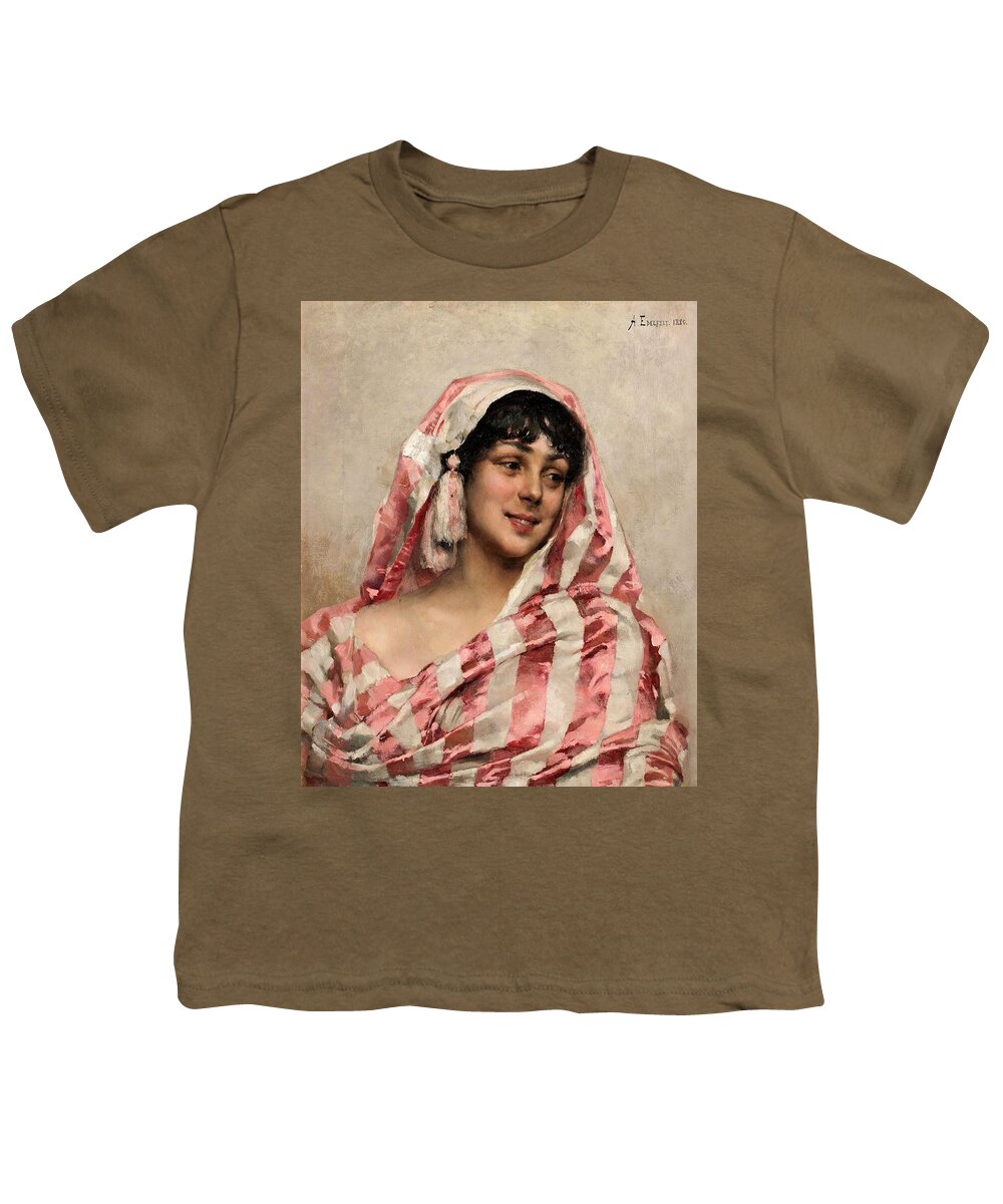 Albert Edelfelt Youth T-Shirt featuring the painting Portrait Of A Lady by MotionAge Designs