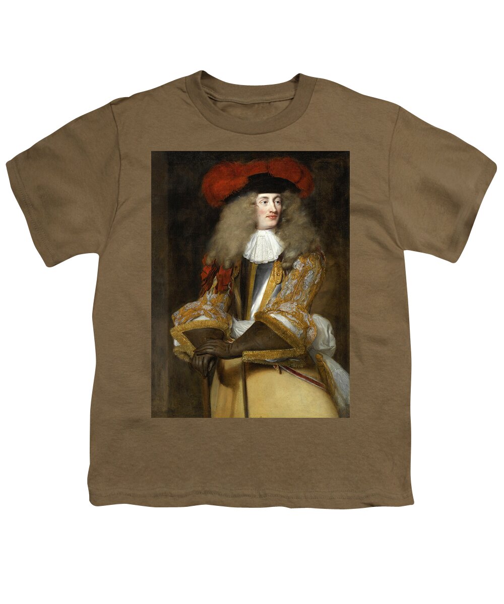 Henri Gascar Youth T-Shirt featuring the painting Portrait of Jacques de Goyon III Sire de Matignon Comte de Thorigny Lieutnant Genera des Armees by Henri Gascar