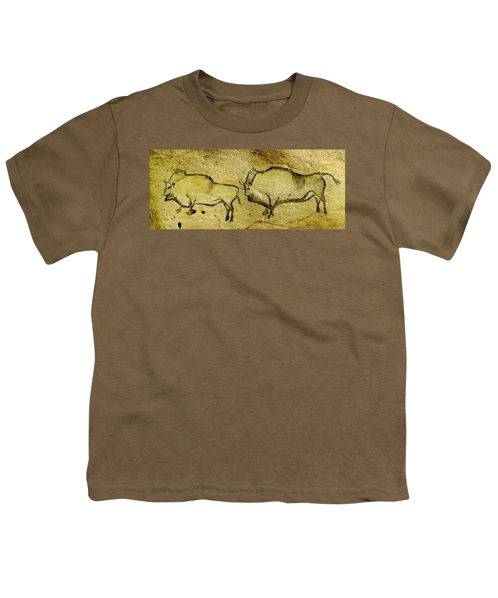 Bison Youth T-Shirt featuring the digital art Prehistoric Bison - La Covaciella by Weston Westmoreland