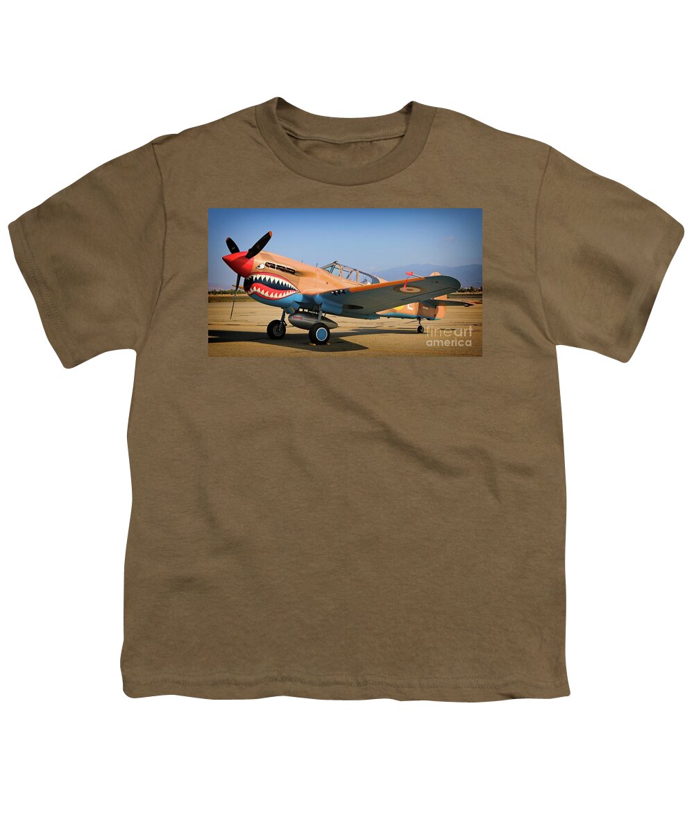 Airplane Youth T-Shirt featuring the photograph RAF Curtiss-Wright P-40 Warhawk by Gus McCrea