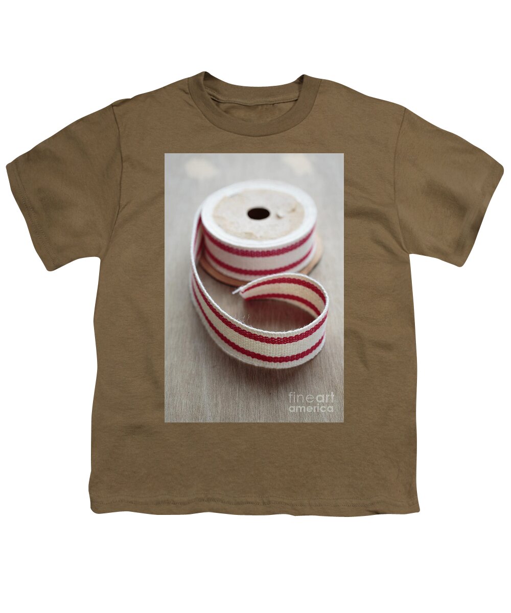 Packing Youth T-Shirt featuring the photograph Red and White Ribbon Spool by Edward Fielding