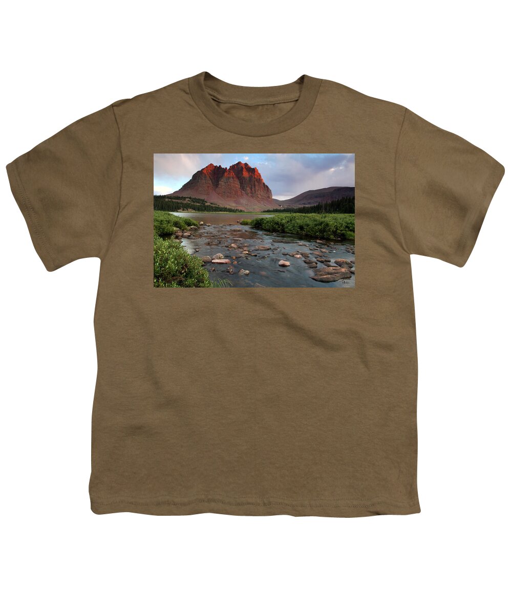 Utah Youth T-Shirt featuring the photograph Red Castle Sunset with last light of the day by Brett Pelletier