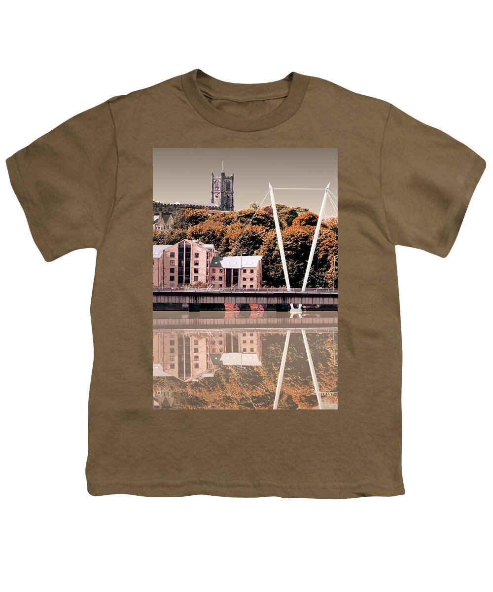Lancaster Youth T-Shirt featuring the digital art Reflection River Lune 3 mini by Joe Tamassy