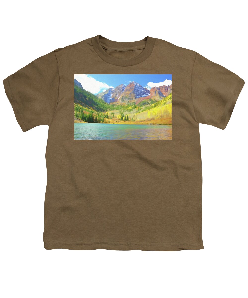 Colorado Youth T-Shirt featuring the photograph The Maroon Bells Reimagined 1 by Eric Glaser