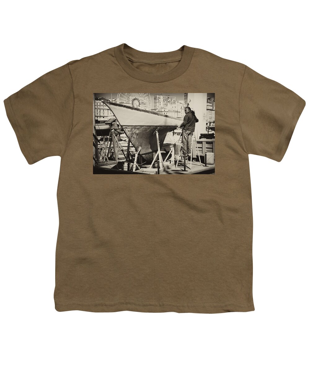 Boat Youth T-Shirt featuring the photograph Repairing a Hull by Hugh Smith