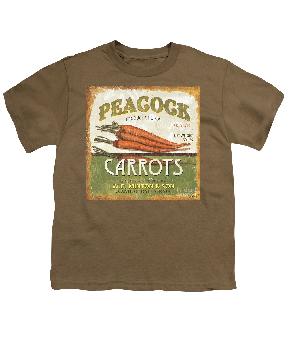 Food Youth T-Shirt featuring the painting Retro Veggie Label 2 by Debbie DeWitt