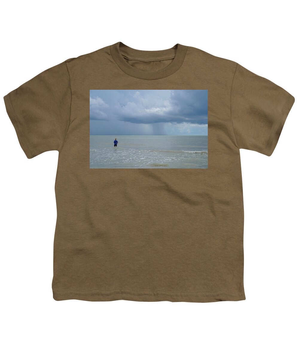 Fishing Youth T-Shirt featuring the photograph Riding The Storm Out by Laurie Perry