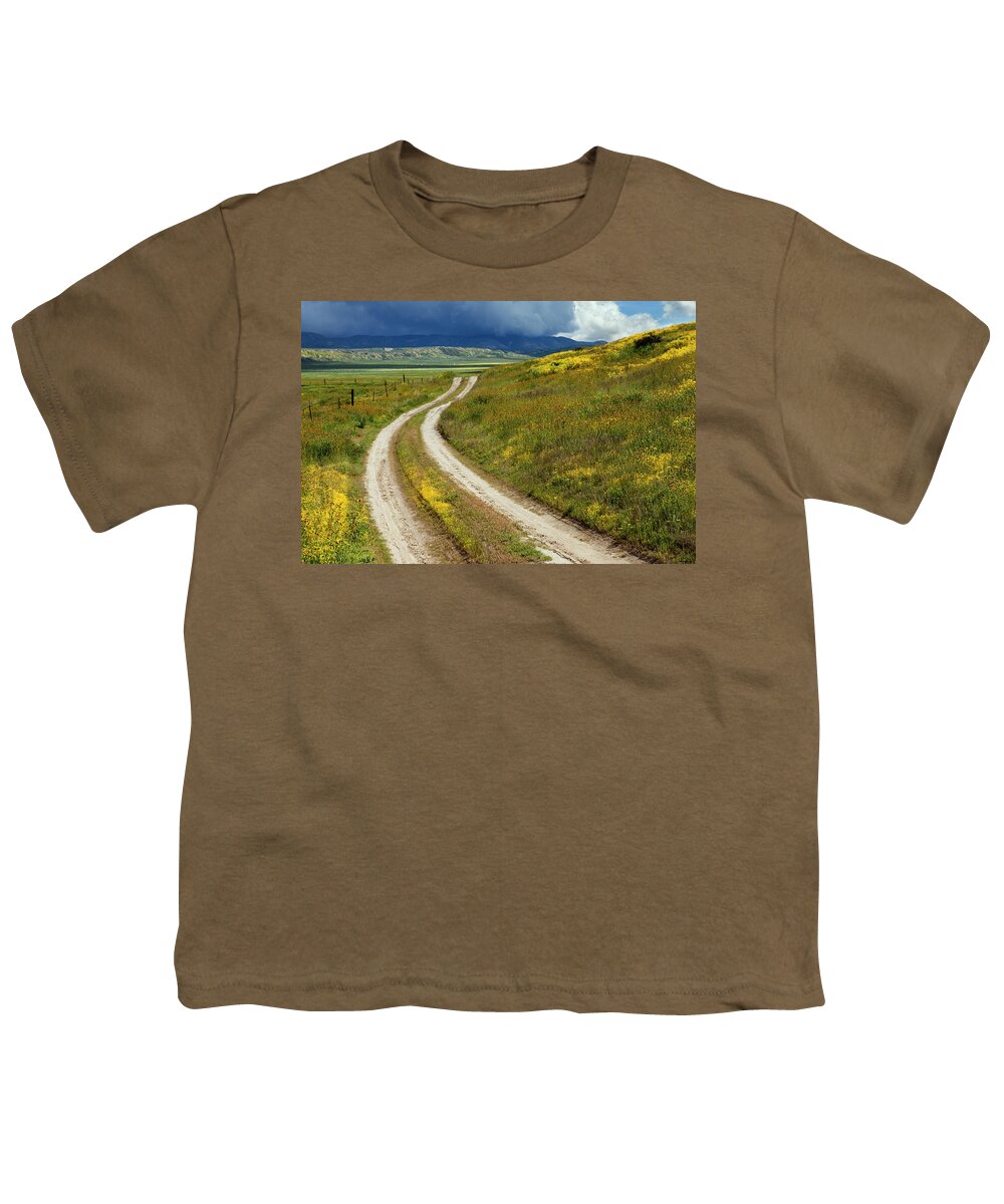 Carrizo Youth T-Shirt featuring the photograph Road Through the Wildflowers by Rick Pisio