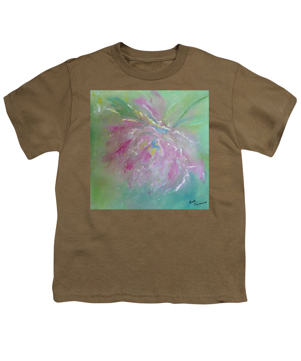 Peony Youth T-Shirt featuring the painting Ruby Red Peony by Ruth Kamenev