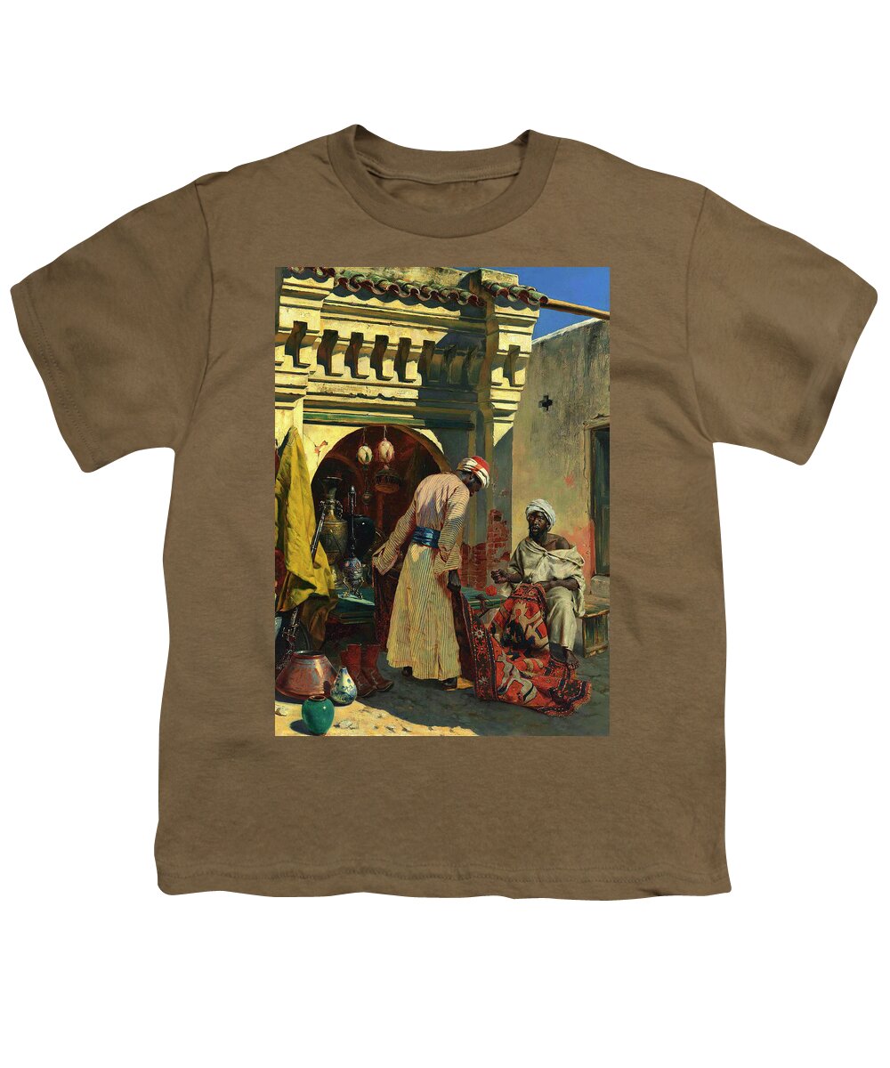 Rudolf Ernst Youth T-Shirt featuring the photograph Rudolf Ernst The Rug Merchant 1888 by Munir Alawi