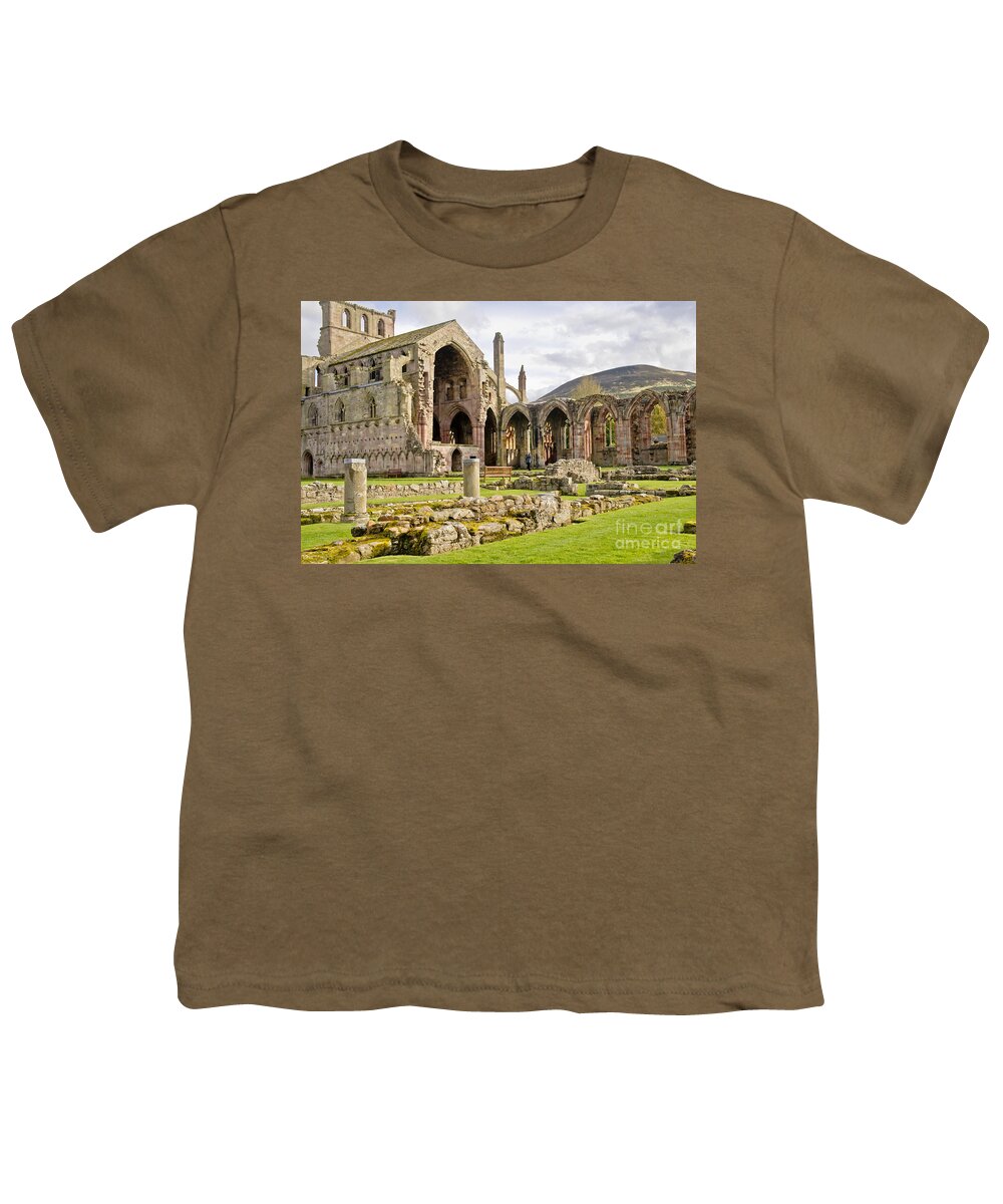 Melrose Abbey Youth T-Shirt featuring the photograph Ruins. Melrose Abbey. by Elena Perelman