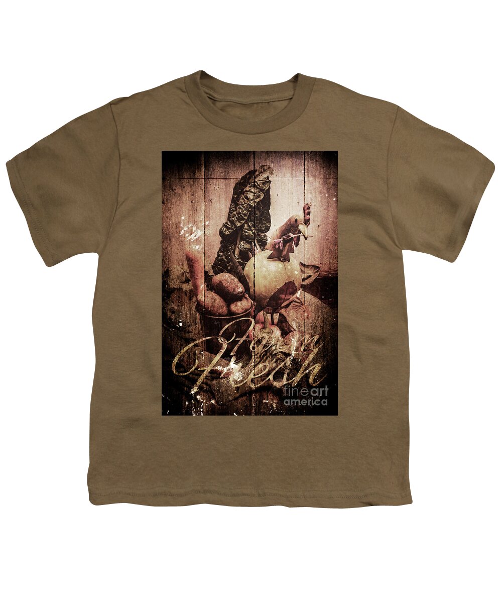 Tin Sign Youth T-Shirt featuring the photograph Rustic kitchen tin sign by Jorgo Photography