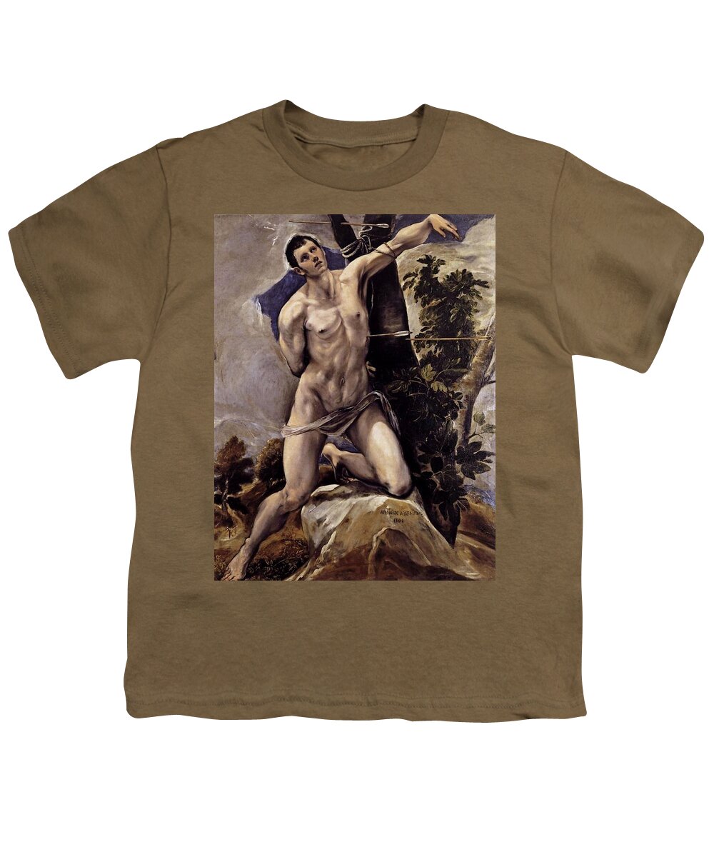 Saint Youth T-Shirt featuring the painting Saint Sebastian by El Greco