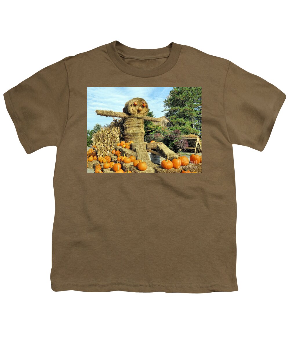 Scarecrow Youth T-Shirt featuring the photograph Scarecrow Brookdale Fruit Farm by Janice Drew