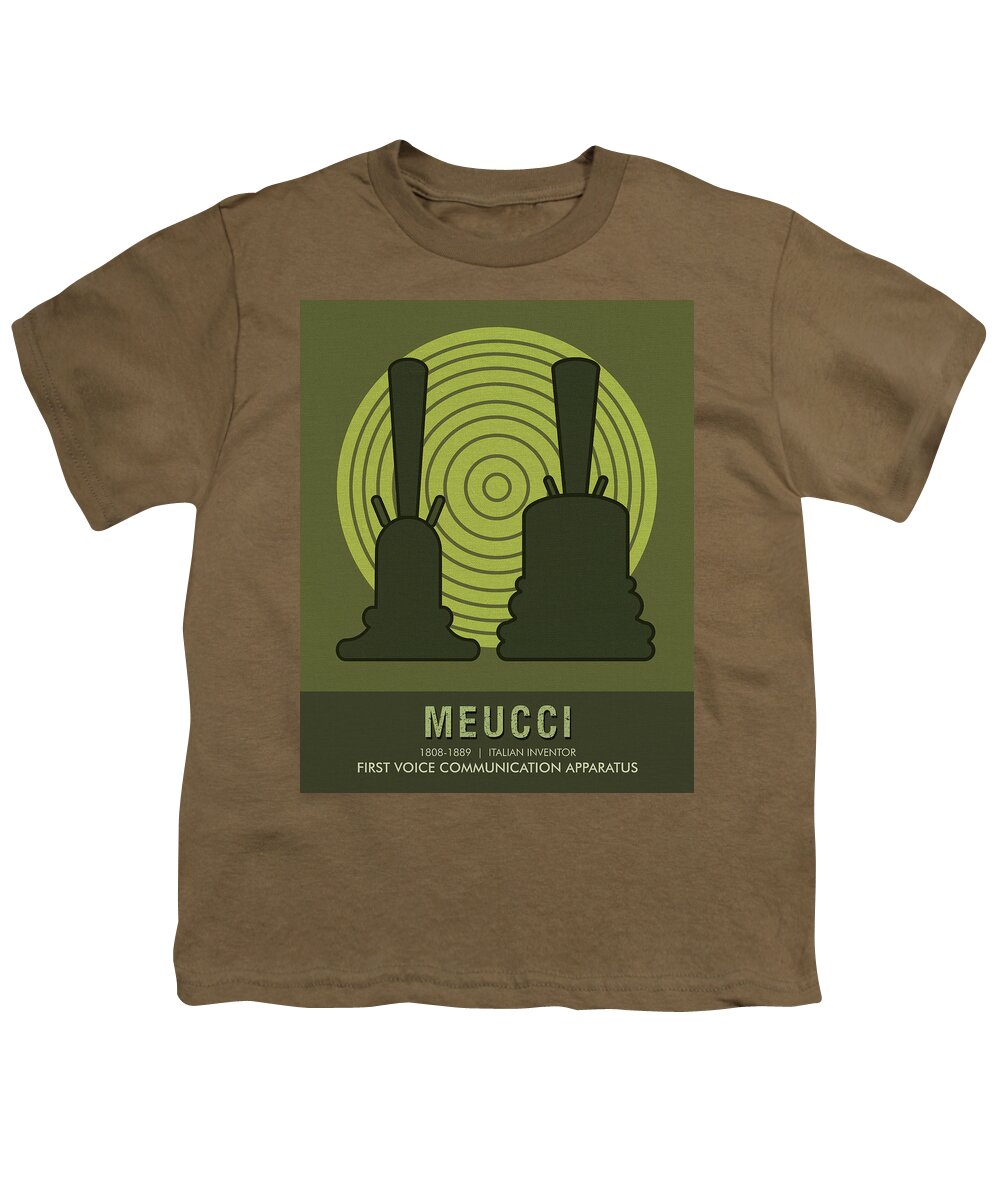 Meucci Youth T-Shirt featuring the mixed media Science Posters - Antonio Meucci - Inventor by Studio Grafiikka
