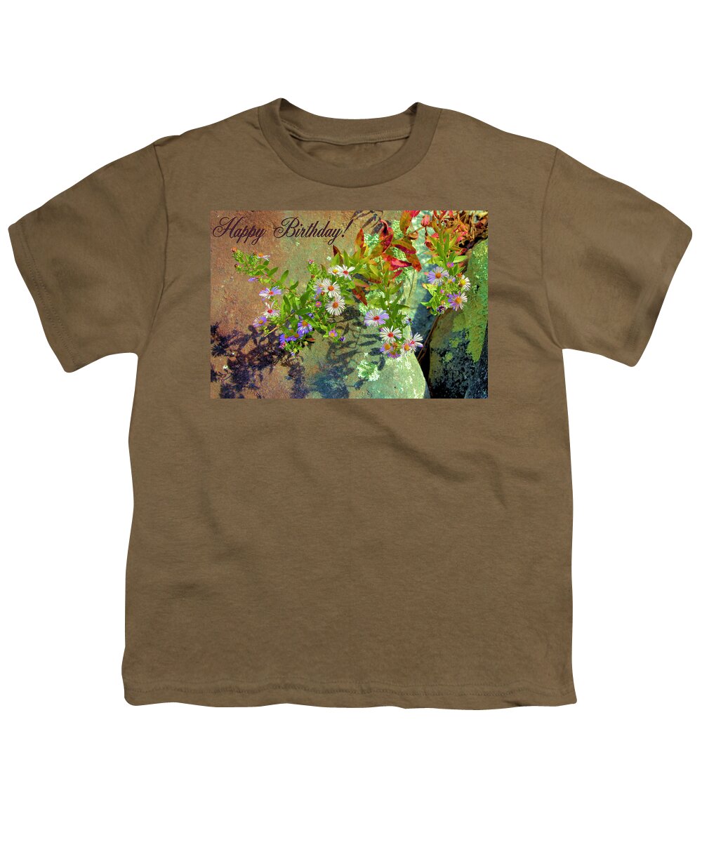 Happy Birthday Youth T-Shirt featuring the photograph September Birthday Aster by Kristin Elmquist