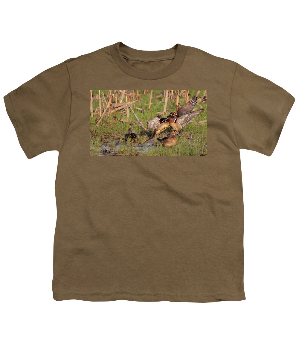 Wood Duck Youth T-Shirt featuring the photograph She Started It by Susan Rissi Tregoning
