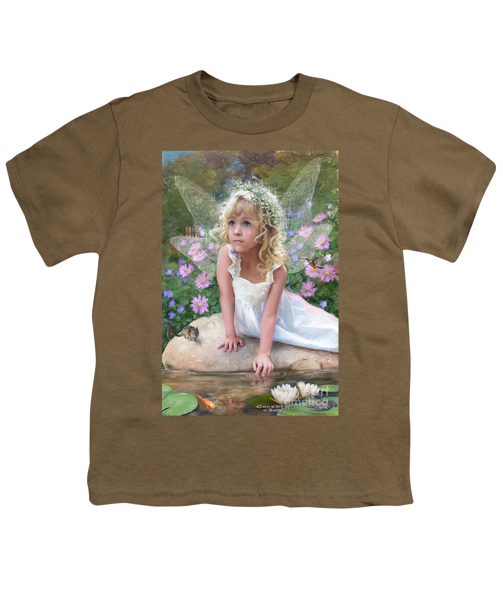 Fairies Youth T-Shirt featuring the painting Sissy Fairy by Robert Corsetti