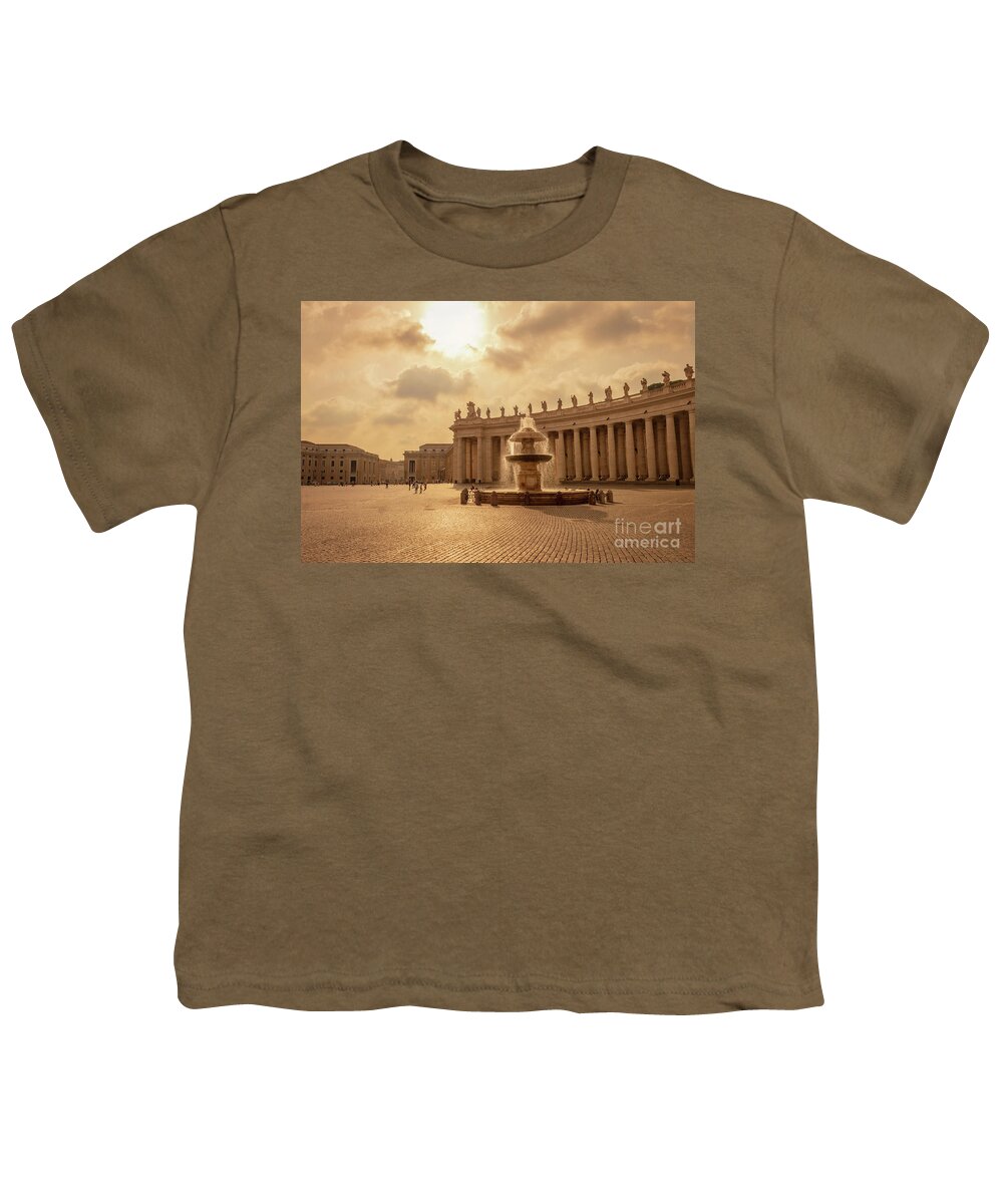 Vatican Youth T-Shirt featuring the photograph St Peter's square in Vatican City by Louise Poggianti
