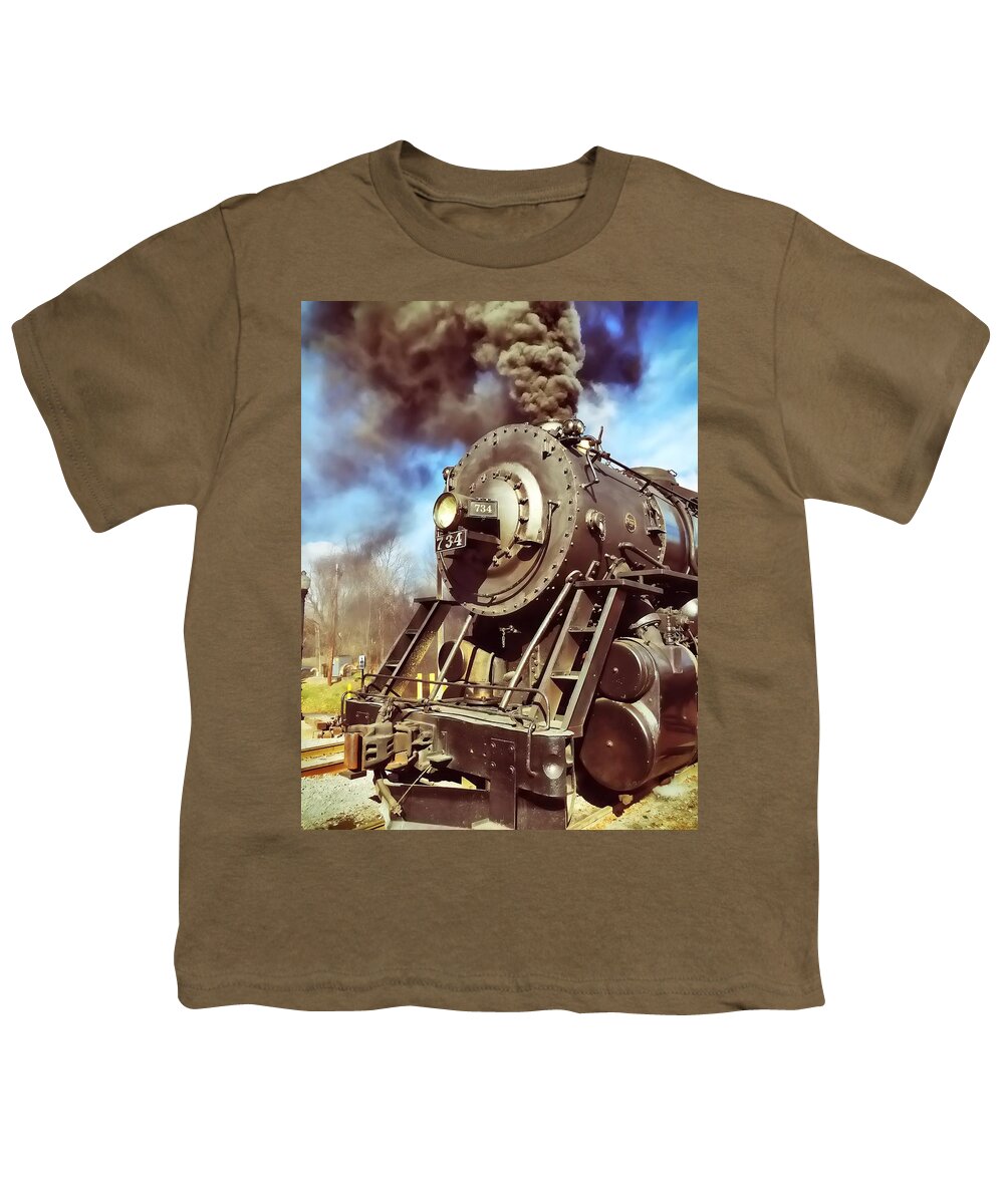 Train Youth T-Shirt featuring the photograph Steam Engine by Chris Montcalmo