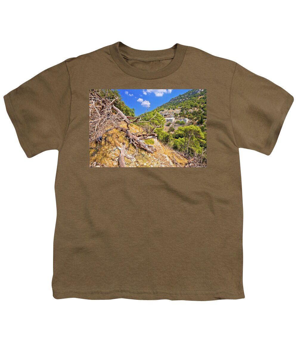 Brac Youth T-Shirt featuring the photograph Stone desert trail near Pustinja Blaca hermitage on Brac island by Brch Photography