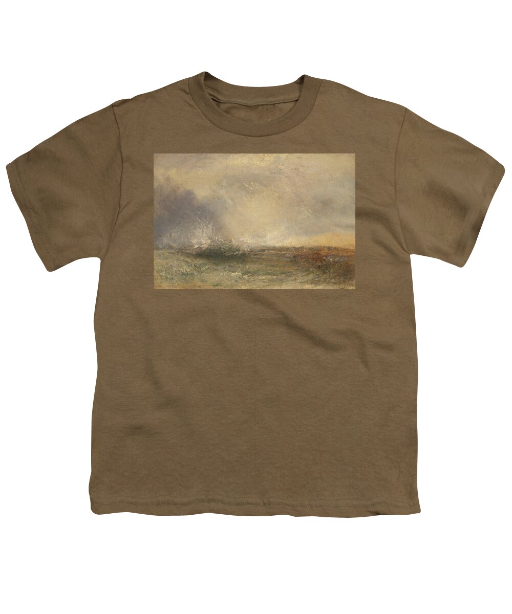 19th Century Art Youth T-Shirt featuring the painting Stormy Sea Breaking on a Shore by Joseph Mallord William Turner