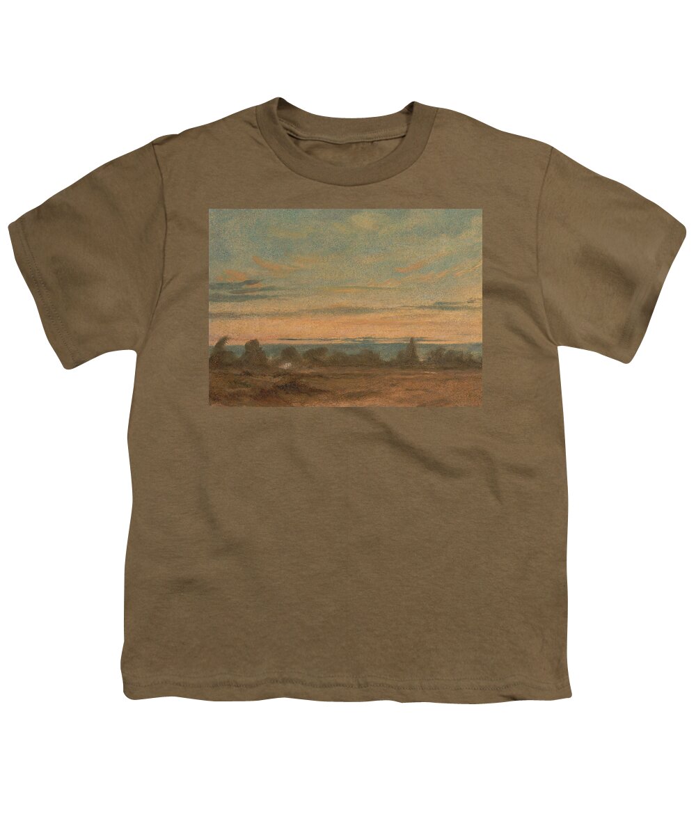 English Romantic Painters Youth T-Shirt featuring the painting Summer Evening Landscape by John Constable