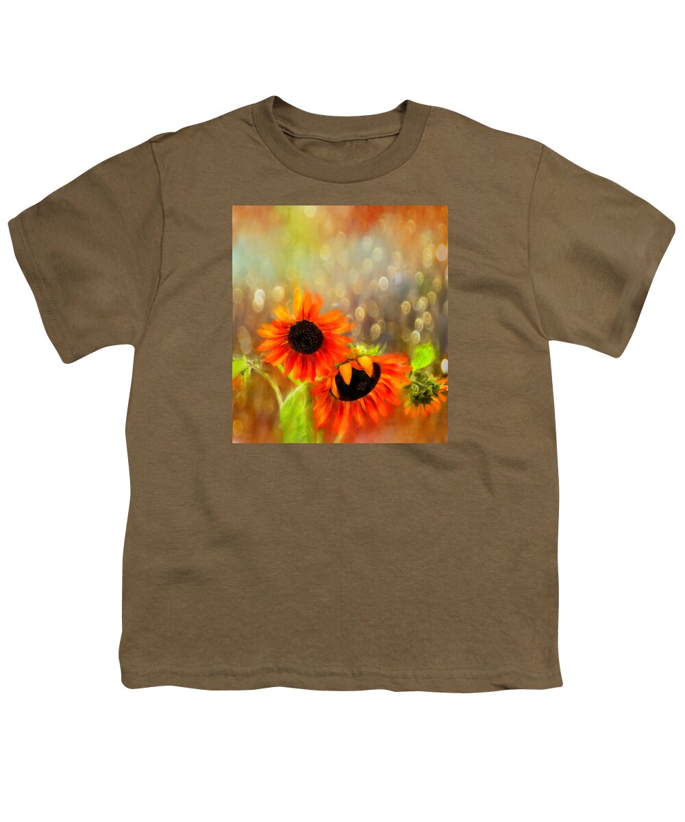 Floral Youth T-Shirt featuring the digital art Sunflower Rain by Sand And Chi