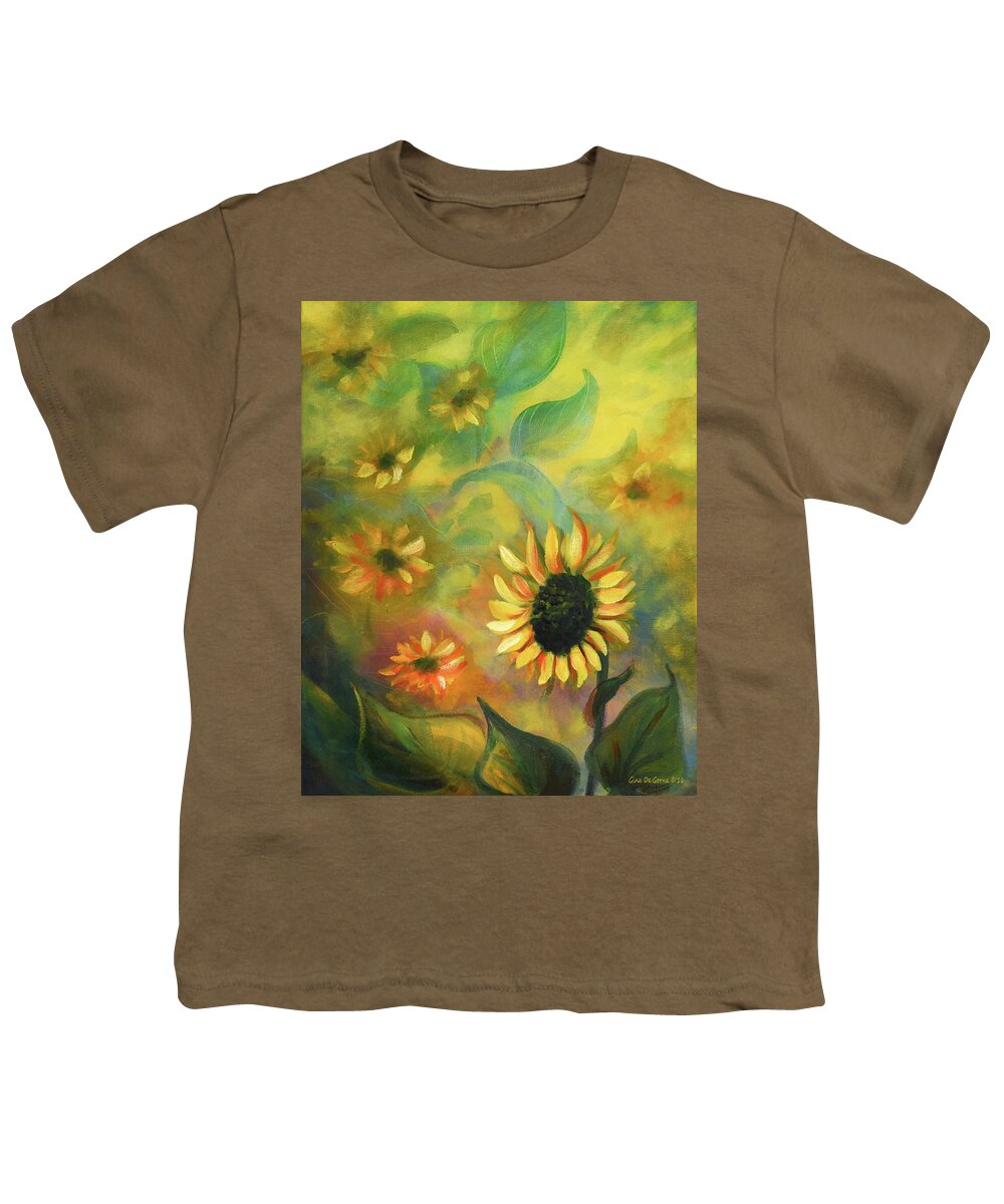 Flower Youth T-Shirt featuring the painting Sunflowers 35, Vertical Painting by Gina De Gorna