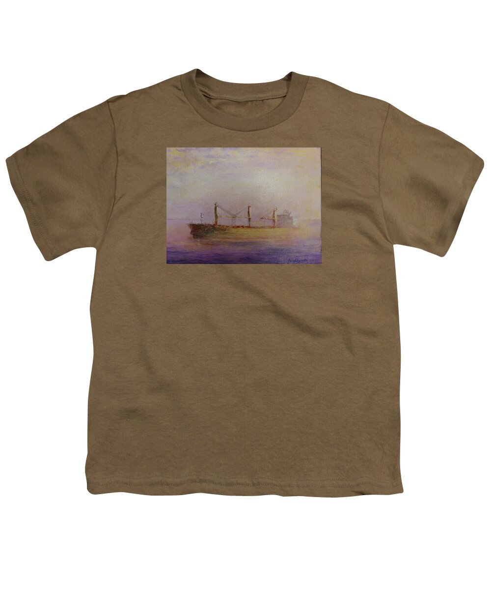Ship Youth T-Shirt featuring the painting Sunrise Gold by Jan Byington
