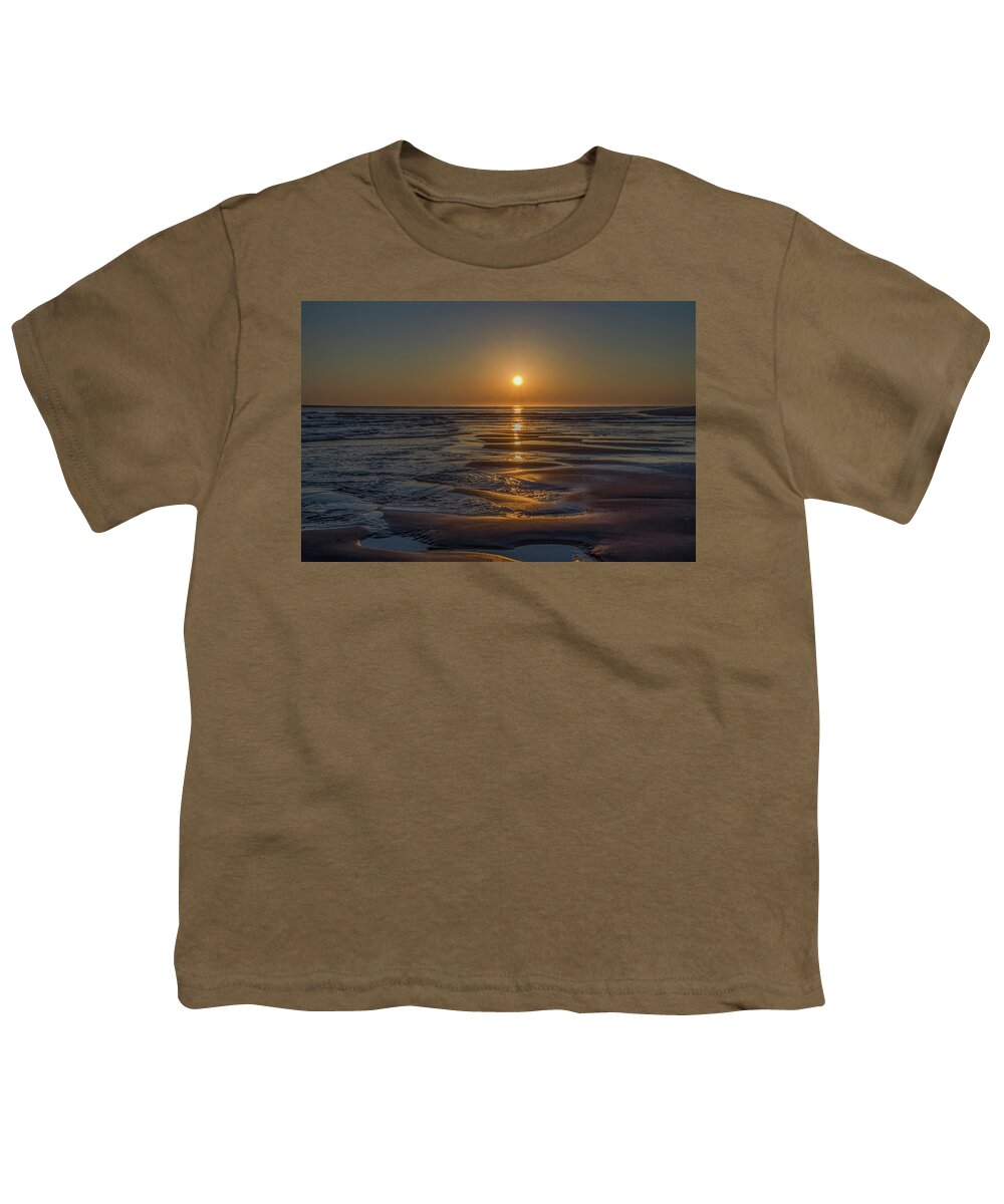 Sunrise Youth T-Shirt featuring the photograph Sunrise on Strathmere Beach - New Jersey by Bill Cannon