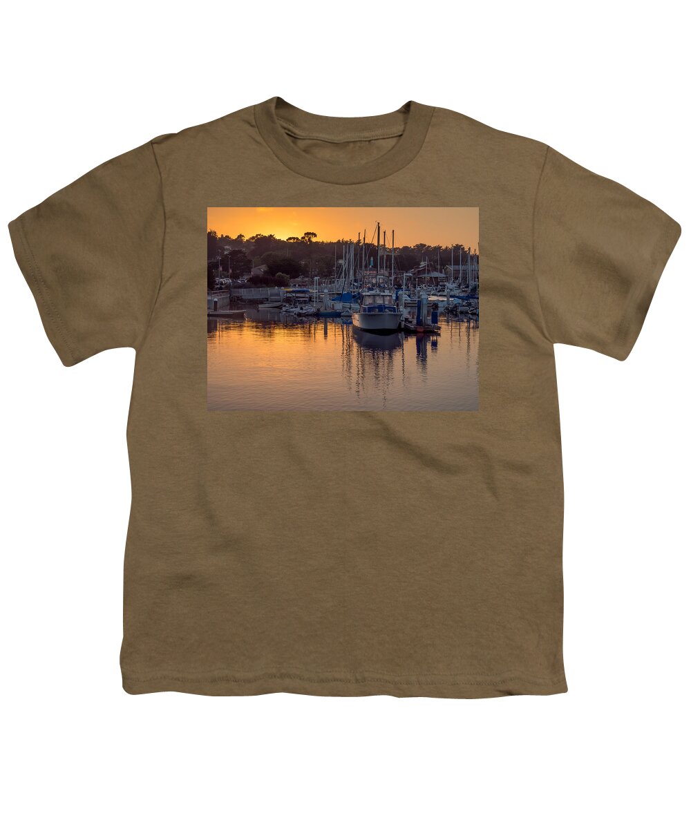 Monterey Youth T-Shirt featuring the photograph Sunset at the Marina by Derek Dean