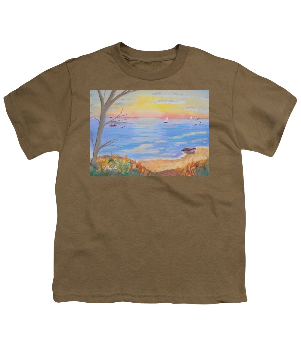 Sunset Youth T-Shirt featuring the painting Sunset Beach by David Bigelow