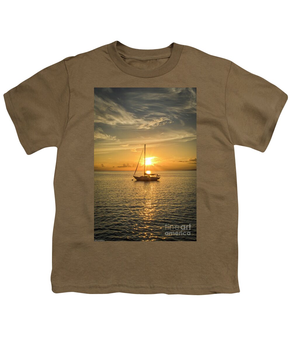 Sunset Molokai Youth T-Shirt featuring the photograph Sunset Molokai by Mitch Shindelbower