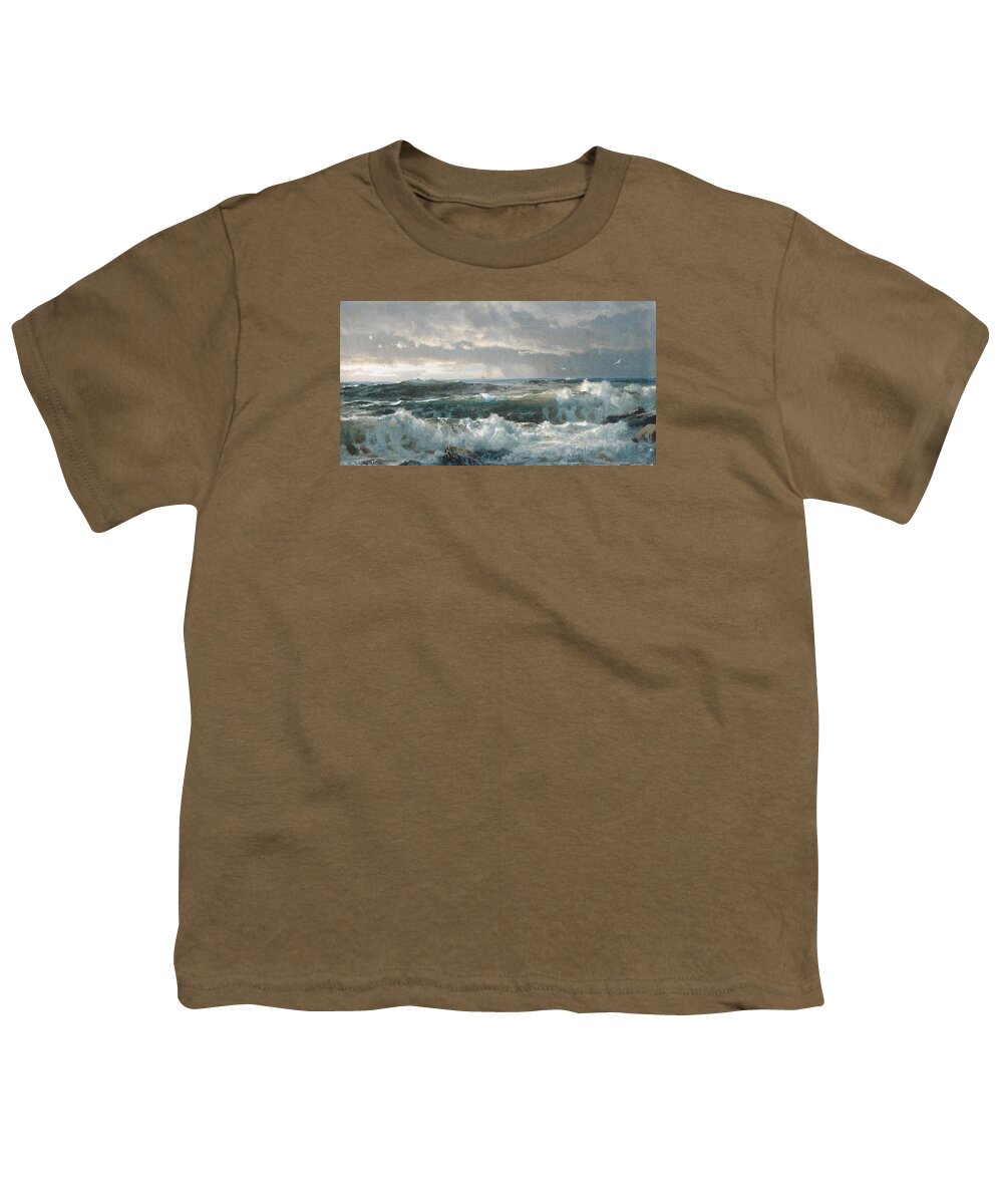 Winslow Homer Youth T-Shirt featuring the digital art Surf on the Rocks by Newwwman