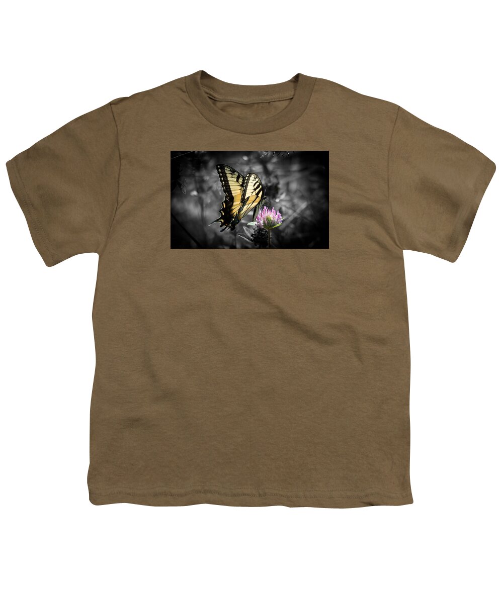 Butterfly Youth T-Shirt featuring the photograph Swallowtail Butterfly- Color Pop by Holden The Moment