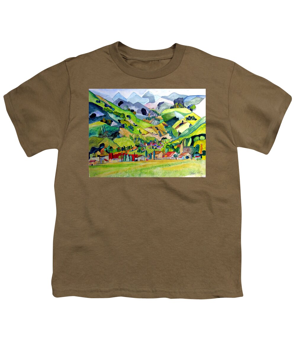 Landscape Youth T-Shirt featuring the painting Switzerland by Patricia Arroyo