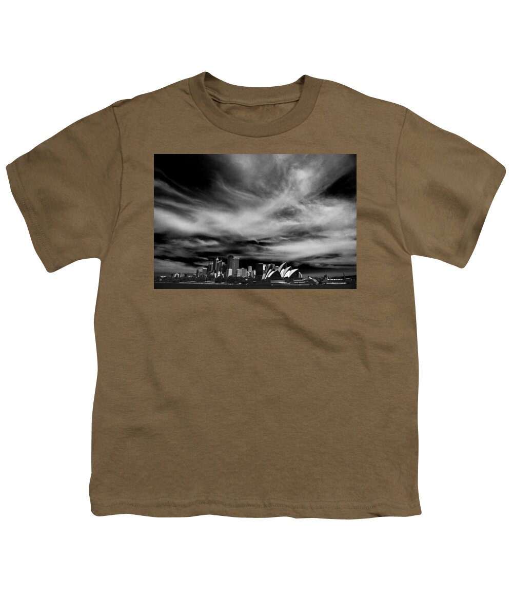 Sydney Youth T-Shirt featuring the photograph Sydney skyline with dramatic sky by Sheila Smart Fine Art Photography