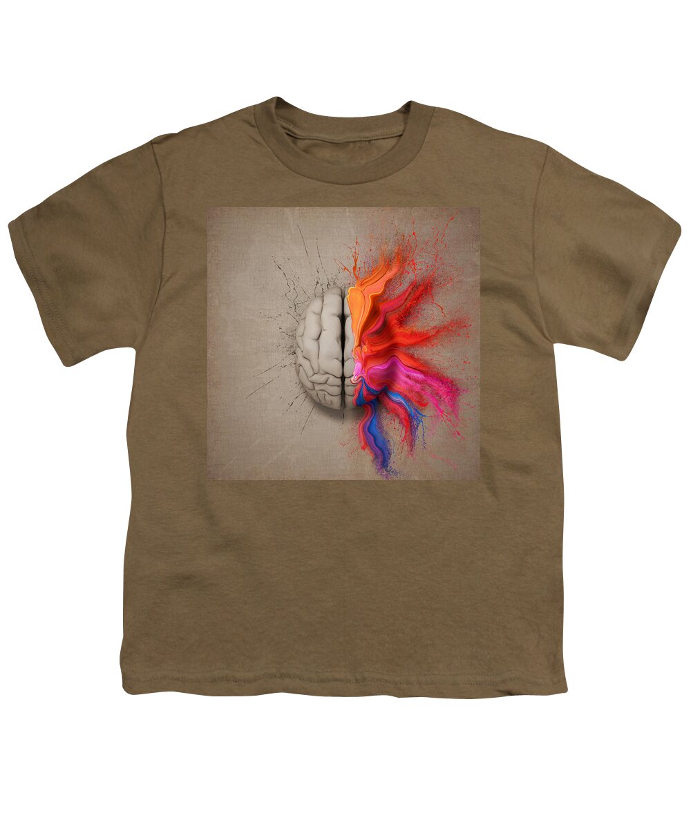 Brain Youth T-Shirt featuring the digital art The Creative Brain by Johan Swanepoel