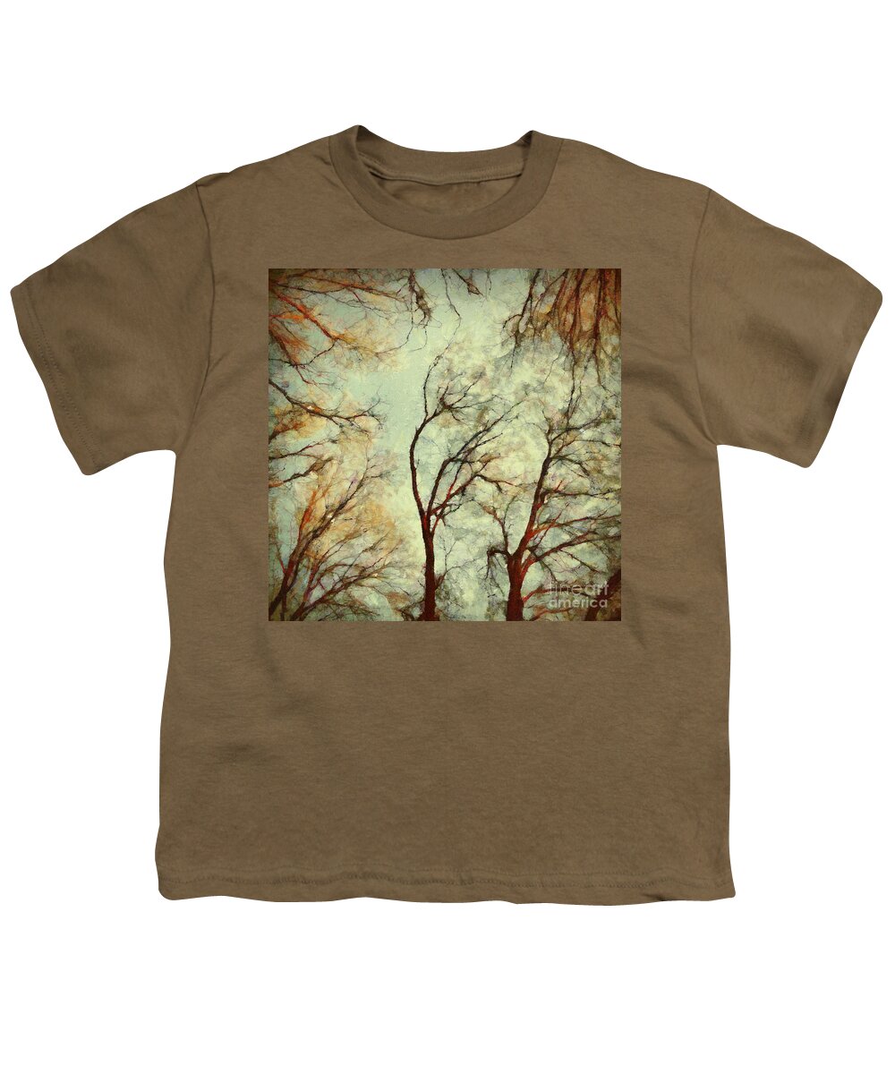 Landscape Youth T-Shirt featuring the painting The Forest by Dimitar Hristov