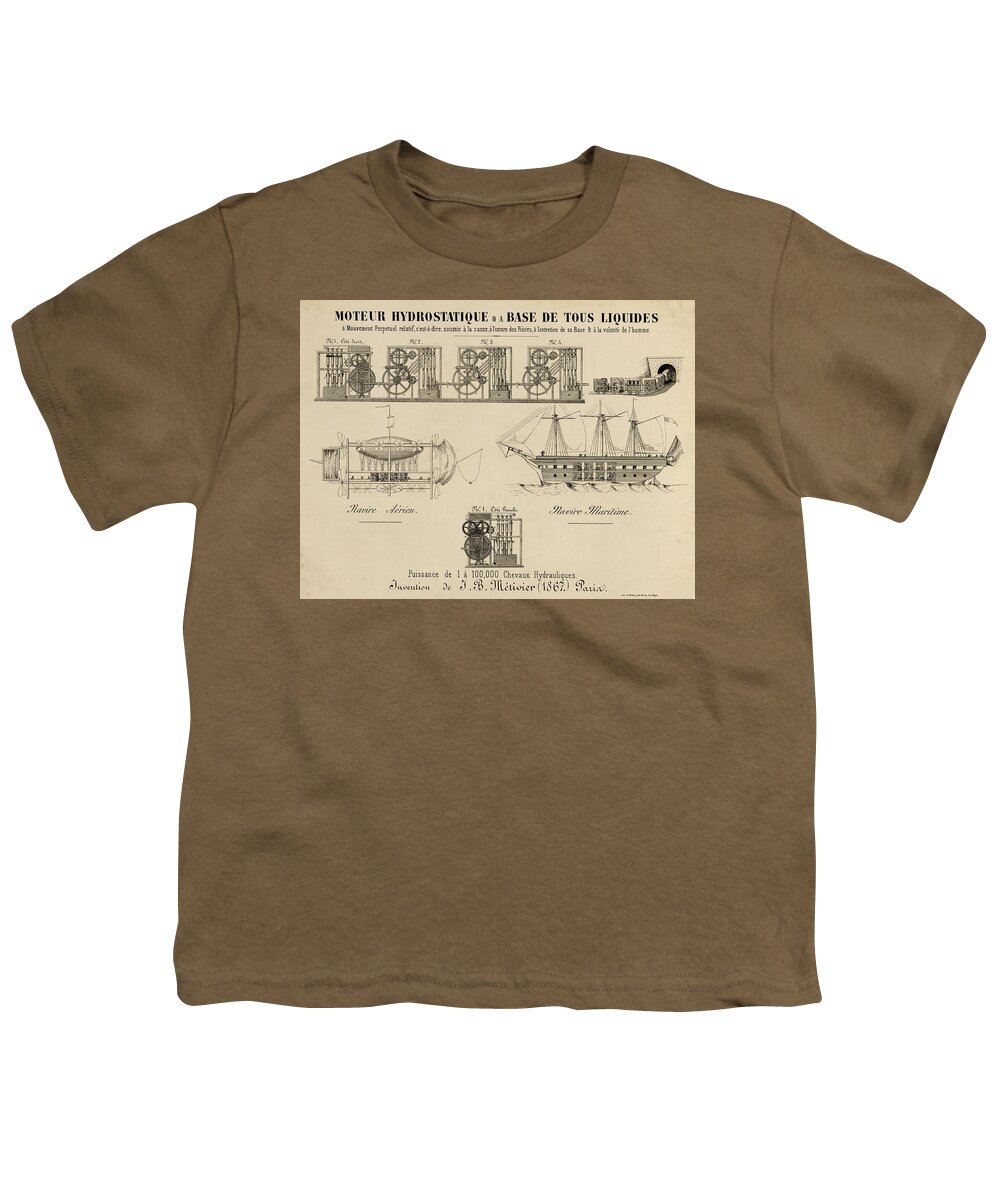 Vintage Youth T-Shirt featuring the drawing The hydrostatic Motor by Vintage Pix
