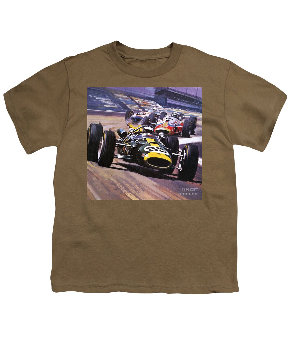 Indy 500 Youth T-Shirt featuring the painting The Indianapolis 500 by Wilf Hardy
