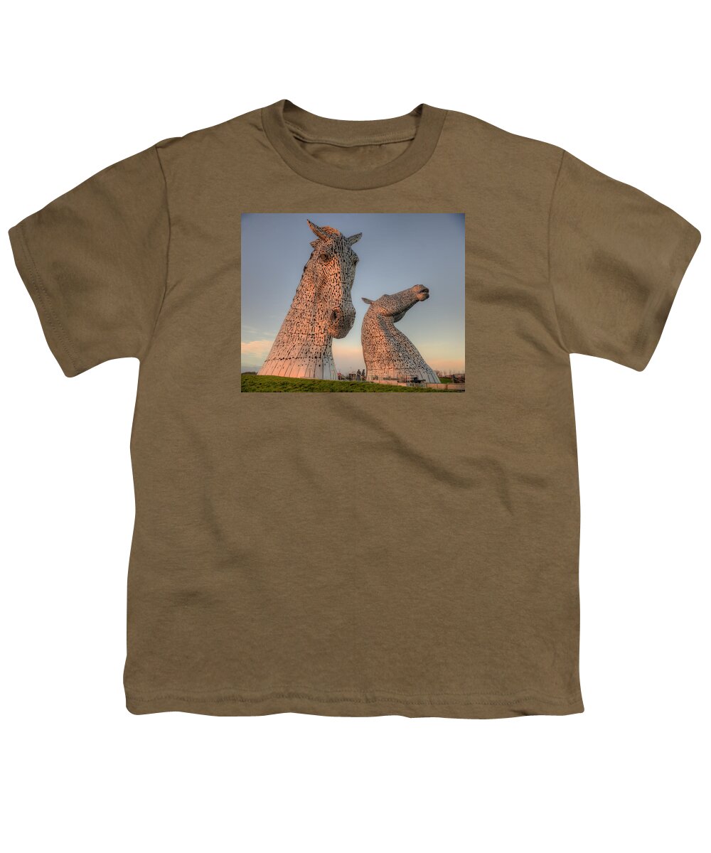 The Youth T-Shirt featuring the photograph The Kelpies by Ray Devlin