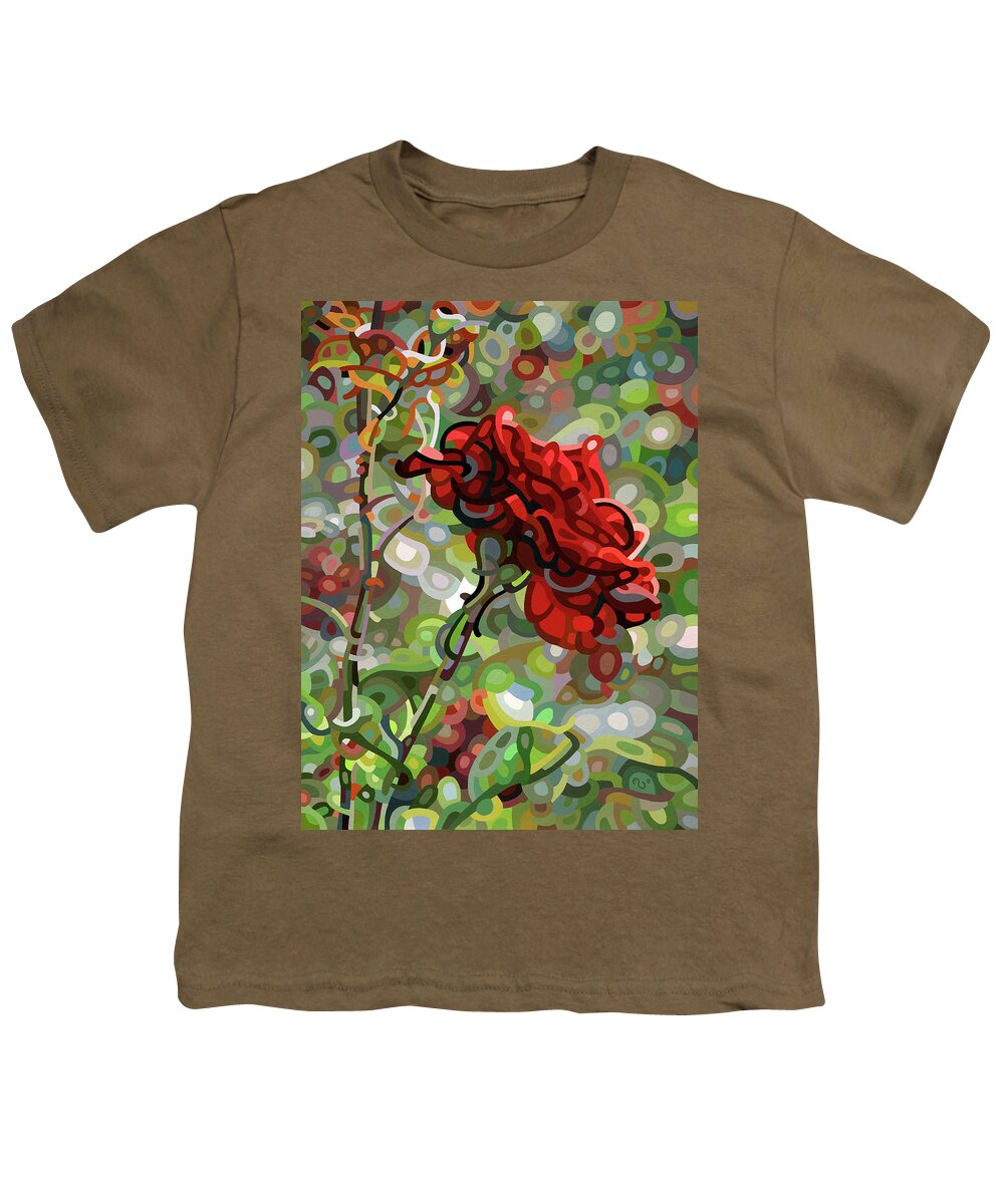 Fine Art Youth T-Shirt featuring the painting The Last Rose of Summer by Mandy Budan